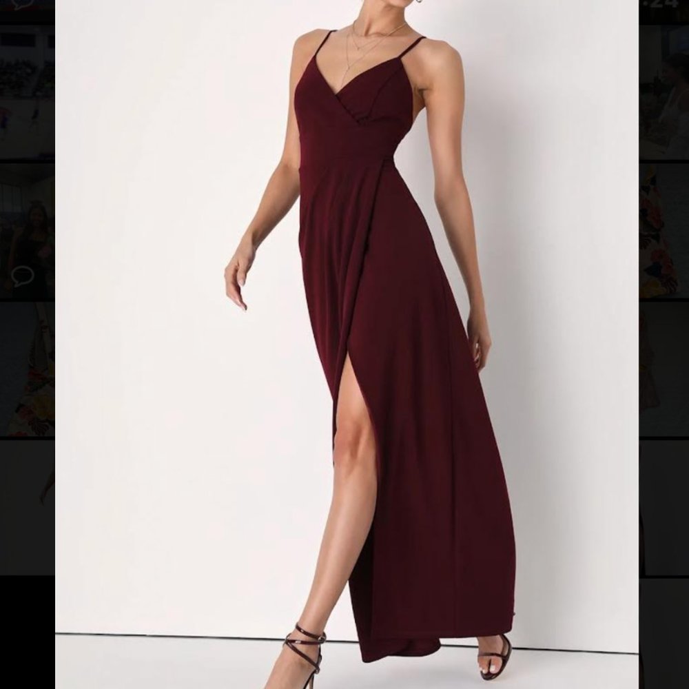 Lulus Burgundy Maxi Prom Dress: Extra Small